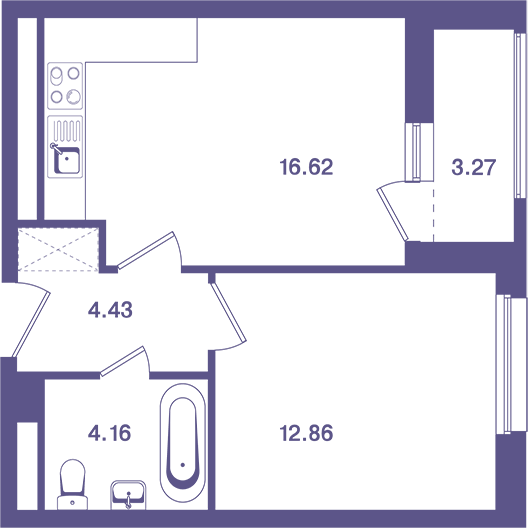 1-комнатная квартира 39.70 кв.м. в Лосиноостровском