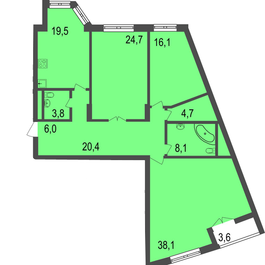 3-комнатная квартира 142.90 кв.м. в Филях-Давыдкове