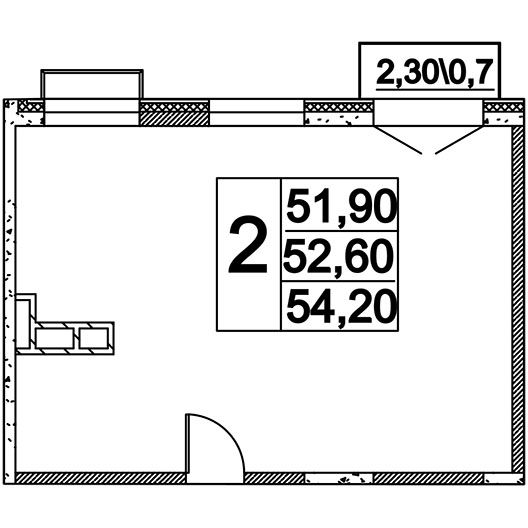 2-комнатная квартира 51.40 кв.м. в Останкинском