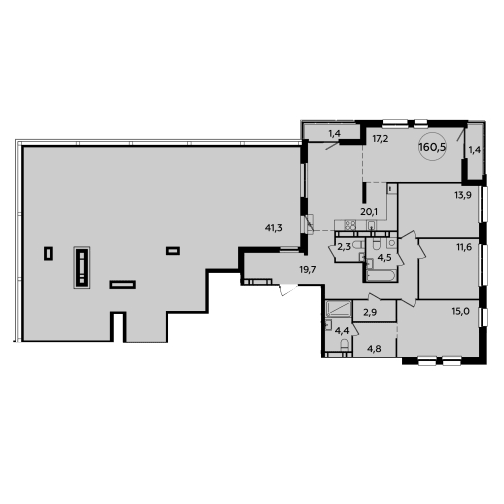 4-комнатная квартира 160.50 кв.м. в Южном Бутово