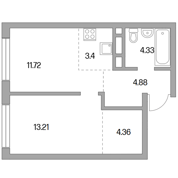 2-комнатная квартира 41.90 кв.м. в Нагатино-Садовниках