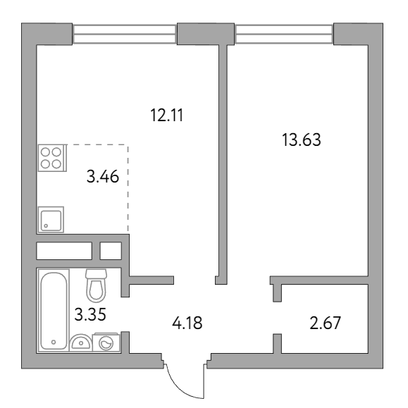 2-комнатная квартира 39.40 кв.м. в Красногорске