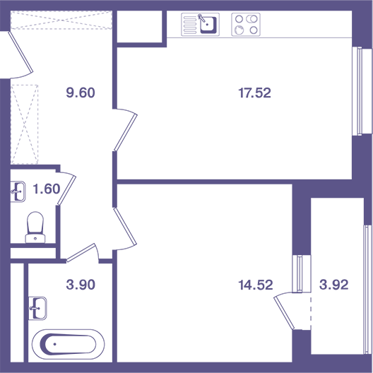 1-комнатная квартира 49.10 кв.м. в Лосиноостровском