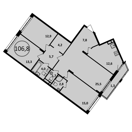 4-комнатная квартира 106.60 кв.м. в Сосенском