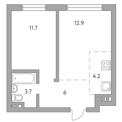 2-комнатная квартира 38.50 кв.м. в Болшеве