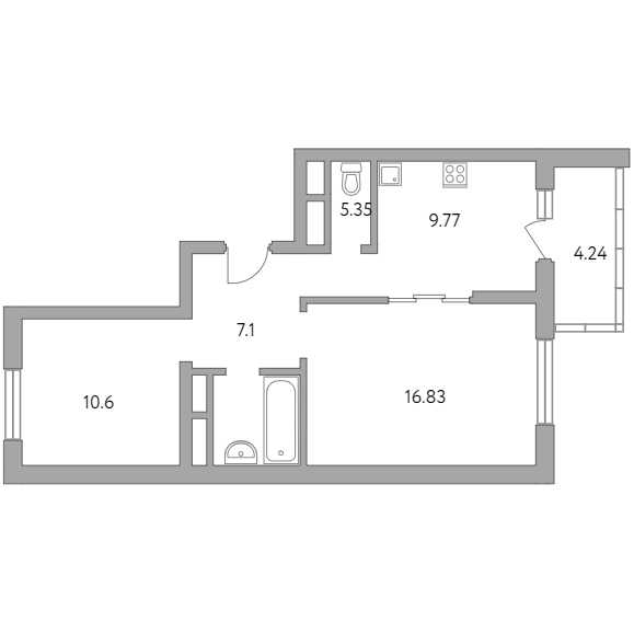 2-комнатная квартира 53.89 кв.м. в Балашихе