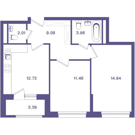 2-комнатная квартира 55.90 кв.м. в Лосиноостровском