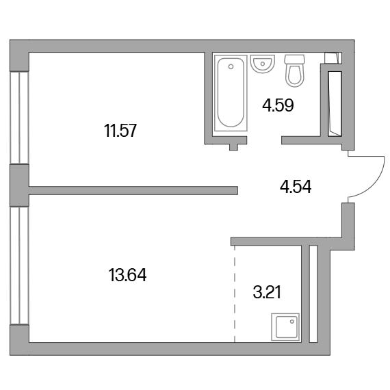 2-комнатная квартира 37.55 кв.м. в Западном Дегунине