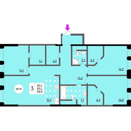 3-комнатная квартира 115.10 кв.м. в Хорошево-Мневниках