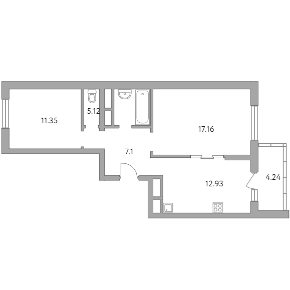 2-комнатная квартира 57.90 кв.м. в Балашихе