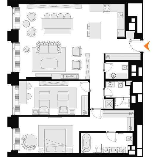 3-комнатная квартира 128.10 кв.м. в Дорогомилово