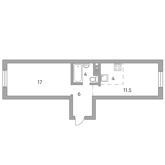 2-комнатная квартира 42.50 кв.м. в Болшеве