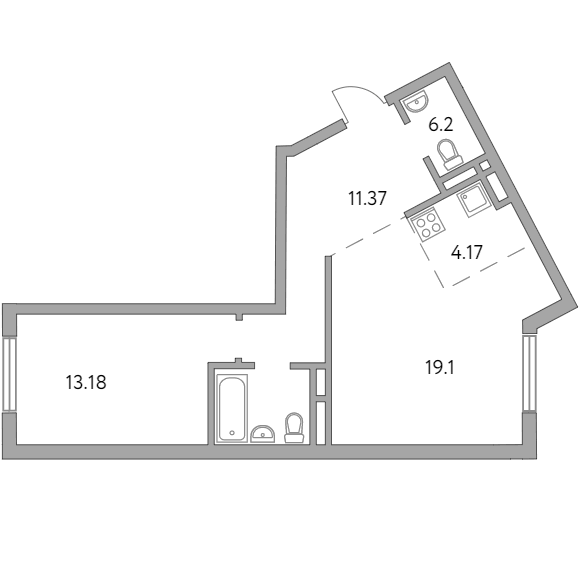 2-комнатная квартира 54.02 кв.м. в Красногорске