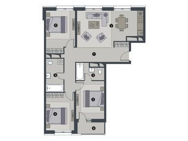 3-комнатная квартира 85.50 кв.м. в Отрадном