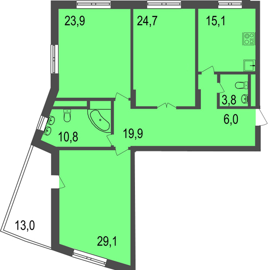 3-комнатная квартира 149.10 кв.м. в Филях-Давыдкове