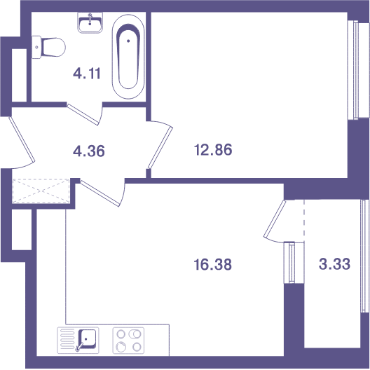 1-комнатная квартира 39.80 кв.м. в Лосиноостровском