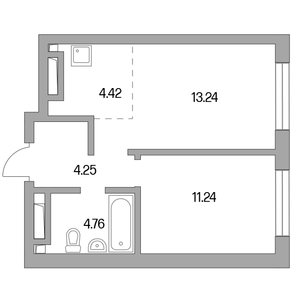 2-комнатная квартира 37.91 кв.м. в Западном Дегунине