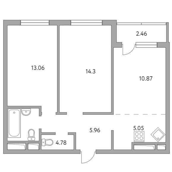 3-комнатная квартира 56.48 кв.м. в Красногорске